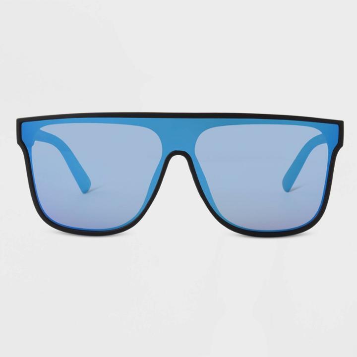 All In Motion Women's Matte Plastic Shield Sunglasses With Blue Lenses - All In