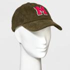 Women's Corduroy Baseball Hat With M Patch - Wild Fable Olive Green