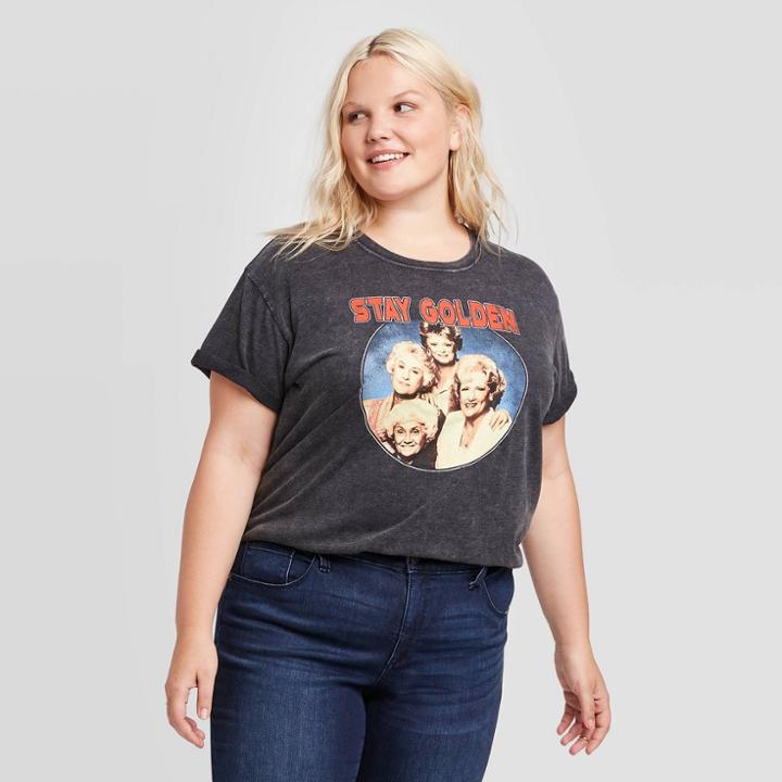 Women's The Golden Girls Plus Size Short Sleeve Cropped T-shirt (juniors') - Black 1x, Women's,