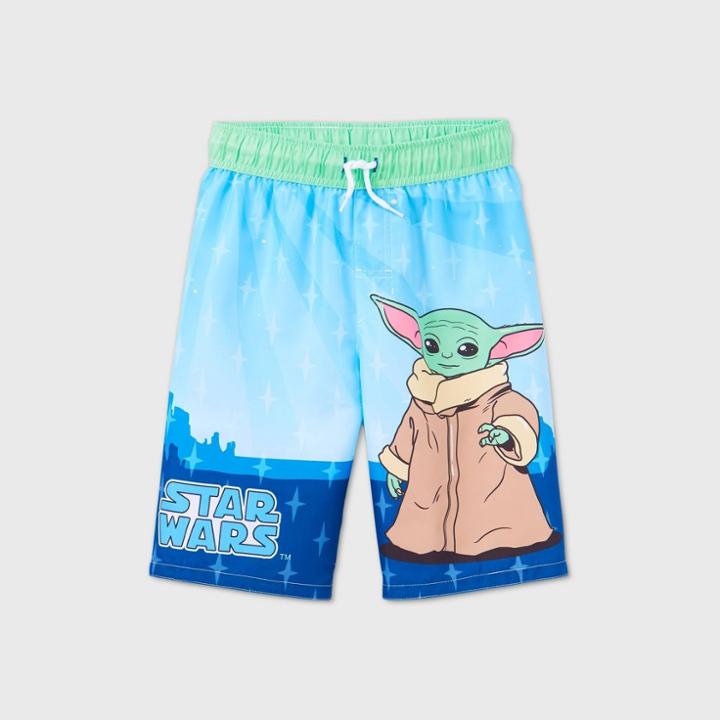Boys' Star Wars Baby Yoda Swim Trunks - Blue