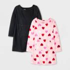 Toddler Girls' 2pk Adaptive Valentine's Day Long Sleeve Dress - Cat & Jack Light Pink/black