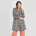 Women's Plaid Overcoat - A New Day Gray