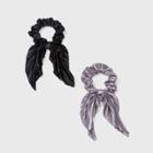 Multi Pleated Tail Hair Twister Set 2pc - A New Day Black/gray