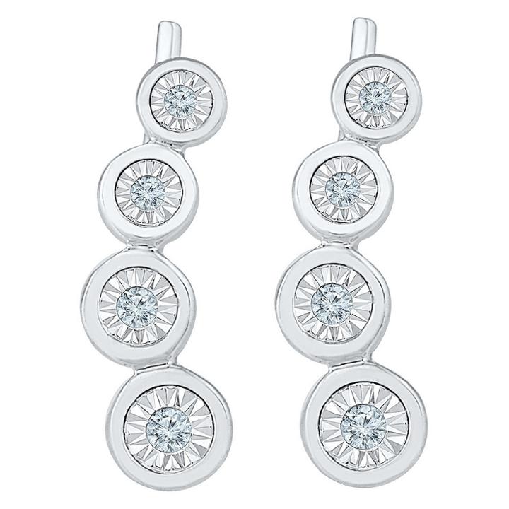 Target Diamond Accent Round White Fashion Journey Earrings In Sterling Silver (i-j,i2-i3), Girl's