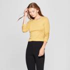 Women's Fitted Long Sleeve Crew T-shirt - A New Day Heather Yellow