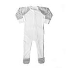 Goumikids Goumi Baby Classic Striped Footed Pajama With Mittens - White/black