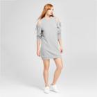 Women's Cold Shoulder Ruffle Tie Sweater Dress - Nitrogen Gray