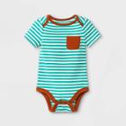 Baby Boys' Striped Short Sleeve Bodysuit With Pocket - Cat & Jack Jade Green Newborn