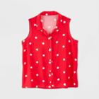 Fifth Sun Women's Plus Size Star Print Button-down Graphic Shirt (juniors') - Scarlet 1x, Women's,