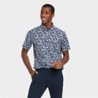 Men's Leaf Print Standard Fit Stretch Poplin Short Sleeve Button-down Shirt - Goodfellow & Co Green