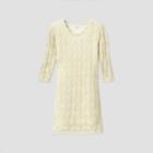 Girls' 3/4 Sleeve Shine Crochet Sweater Dress - Cat & Jack Cream