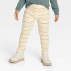 Grayson Collective Toddler Girls' Striped Ribbed Leggings - White