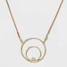 Two Circles & Clear Stone Long Necklace - A New Day Gold