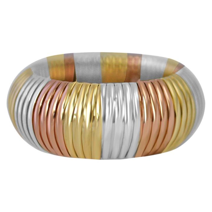Zirconmania Zirconite Dome Omega Style High Polished Wide Bangle - Gold,