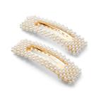 Square Barrettes With Pearls Clips And Pins - A New Day White