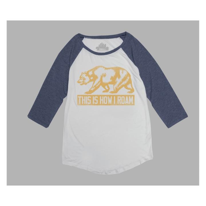 Women's 3/4 Sleeve This Is How I Roam Cali Bear Raglan Graphic T-shirt - Awake White