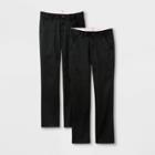 Girls' 2pk Flat Front Stretch Uniform Straight Pants - Cat & Jack Black