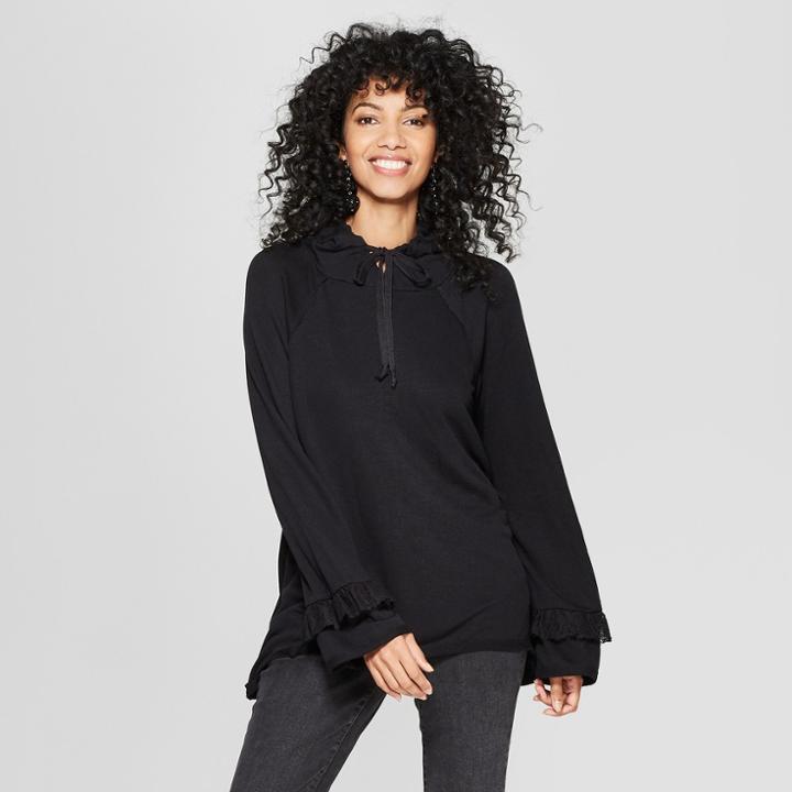 Women's Long Sleeve Hooded Sweatshirt - Knox Rose Black