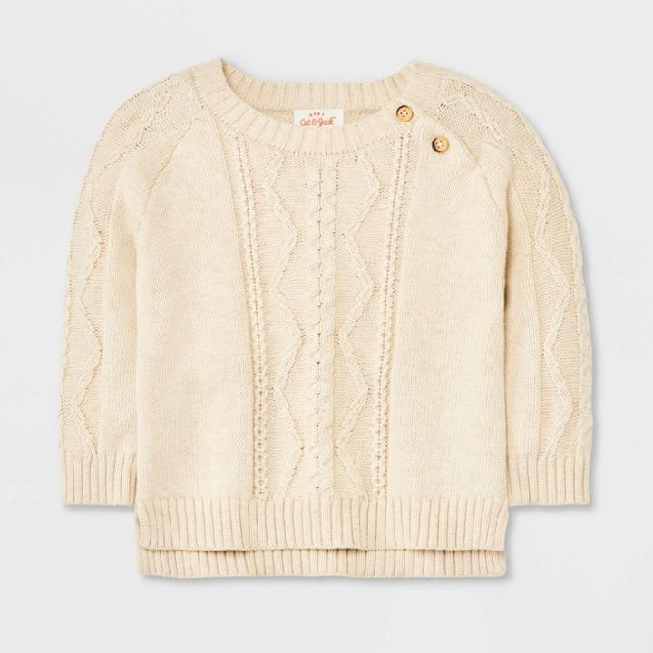 Baby Cable Pullover Sweater - Cat & Jack Oatmeal Newborn, One Color