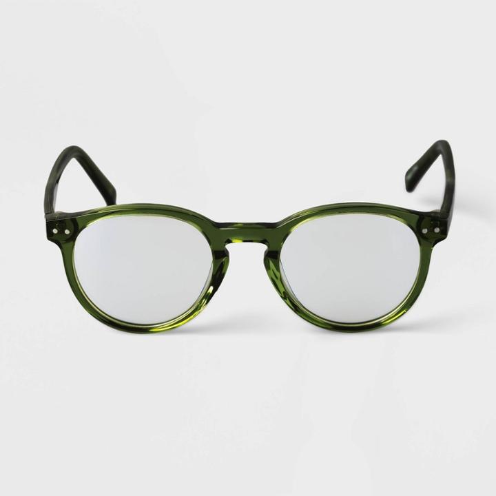 Men's Round Blue Light Filtering Acetate Reading Glasses - Goodfellow & Co Green