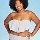 Women's Plus Size Seersucker Flounce Bikini Top - Xhilaration Indigo Stripe 14w, Women's, Blue
