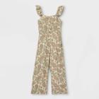 Girls' Button-front Ruffle Shoulder Sleeveless Jumpsuit - Art Class Off-white