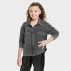 Girls' Waffle Button-up Shacket - Art Class Charcoal Gray