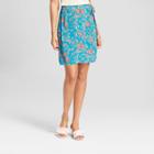 Women's Floral Print Wrap Mini Skirt - Xhilaration Blue