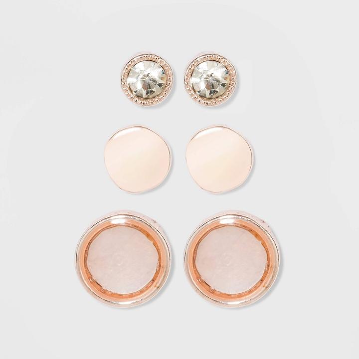 Mother Of Pearl Oval Earrings - A New Day , Women's,