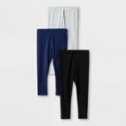 Toddler Girls' Solid 3pk Leggings - Cat & Jack Navy/gray/black 3t, Girl's, Blue