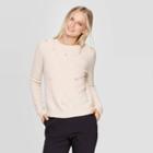 Women's Long Sleeve Embellished Crewneck Pullover Sweater - Who What Wear Cream Xs, Women's, Brown