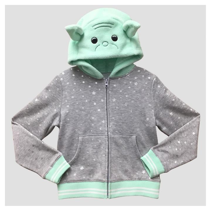 Tsum Tsum Girls' Star Wars Yoda Costume Hoodie - Heather Gray/mint