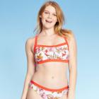 Women's Square Neck Bralette Bikini Top - Xhilaration Floral Print S, Women's, Size: Small,