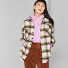 Women's Plaid Long Sleeve Button-down Shirt Jacket - Wild Fable White Xl, Women's, Green