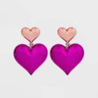 Sugarfix By Baublebar Two-tone Stacked Heart Drop Earrings - Pink