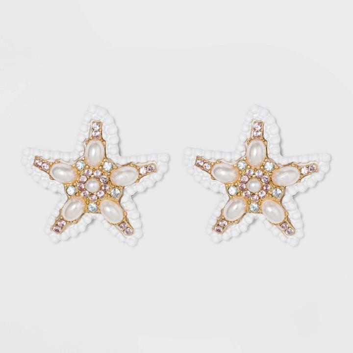 Sugarfix By Baublebar Mixed Media Starfish Stud Earrings - White