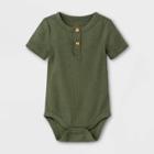 Baby Boys' Rib Henley Bodysuit - Cat & Jack Olive Green