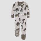 Burt's Bees Baby Baby Boys' Leap Of Panthers Organic Cotton Snug Fit Footed Pajama - Charcoal Gray