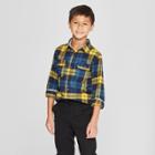Boys' Flannel Long Sleeve Button-down Shirt - Cat & Jack Yellow/blue