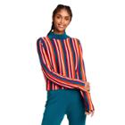 Women's Striped Mock Turtleneck Pullover Sweater - Victor Glemaud X Target Orange/teal Blue Xxs