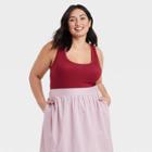 Women's Plus Size Double-scoop Bodysuit - A New Day Red