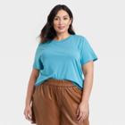 Women's Plus Size Short Sleeve T-shirt - A New Day Blue