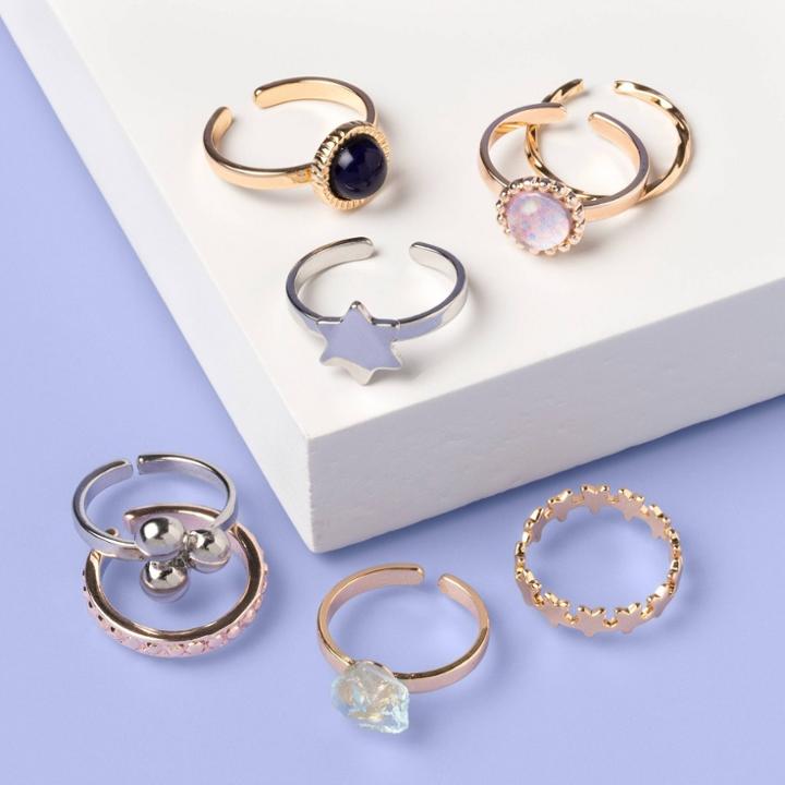 More Than Magic Kids' 8pk Mini Stone Ring Set- More Than