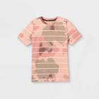 Boys' Tie-dye Striped Graphic Short Sleeve T-shirt - Art Class Pink