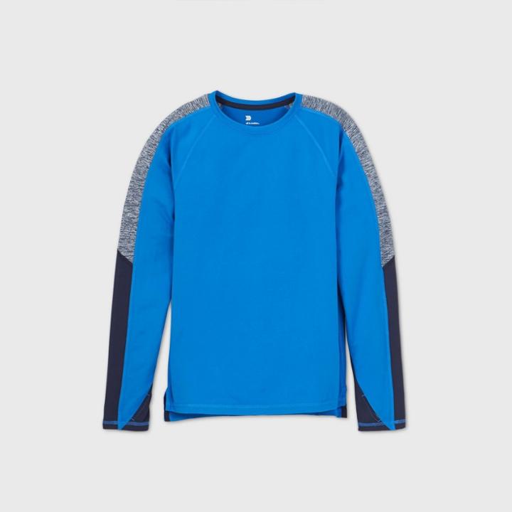 All In Motion Boys' Long Sleeve Solid Colorblock Soft Gym T-shirt - All In