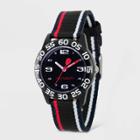 Kids' Red Balloon Plastic Time Teacher Red And White Stripe Watch - Black, Black/red/white