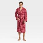 Men's Plaid Microfleece Robe - Goodfellow & Co Burgundy