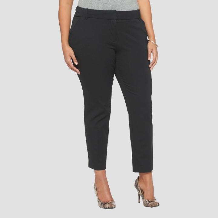 Women's Plus Size Ankle Pants - Ava & Viv - Black