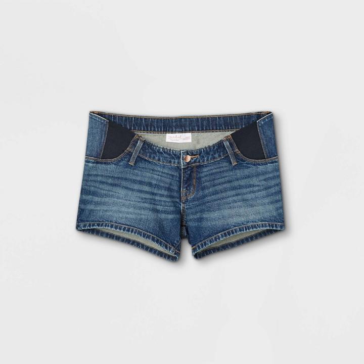 Maternity Side Panel Midi Jean Shorts - Isabel Maternity By Ingrid & Isabel Dark Wash