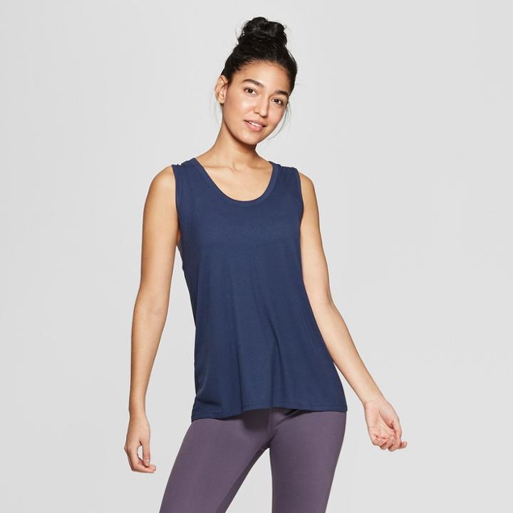 Target Women's Ribbed Twist Back Tank Top - Joylab Navy (blue)